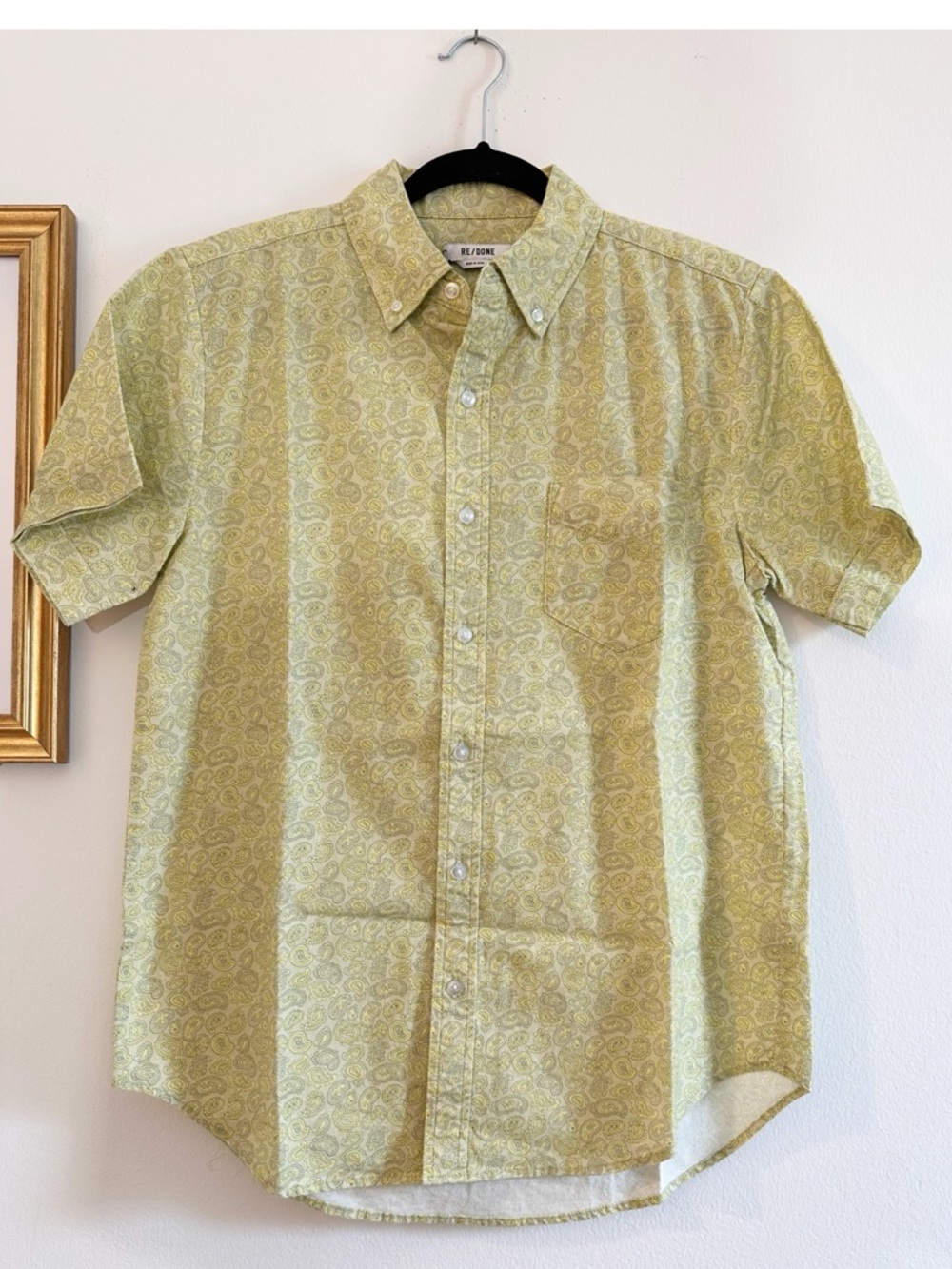 NWT Re\Done 70s Short Sleeve Shirt Citrus button down‎ Paisley size small